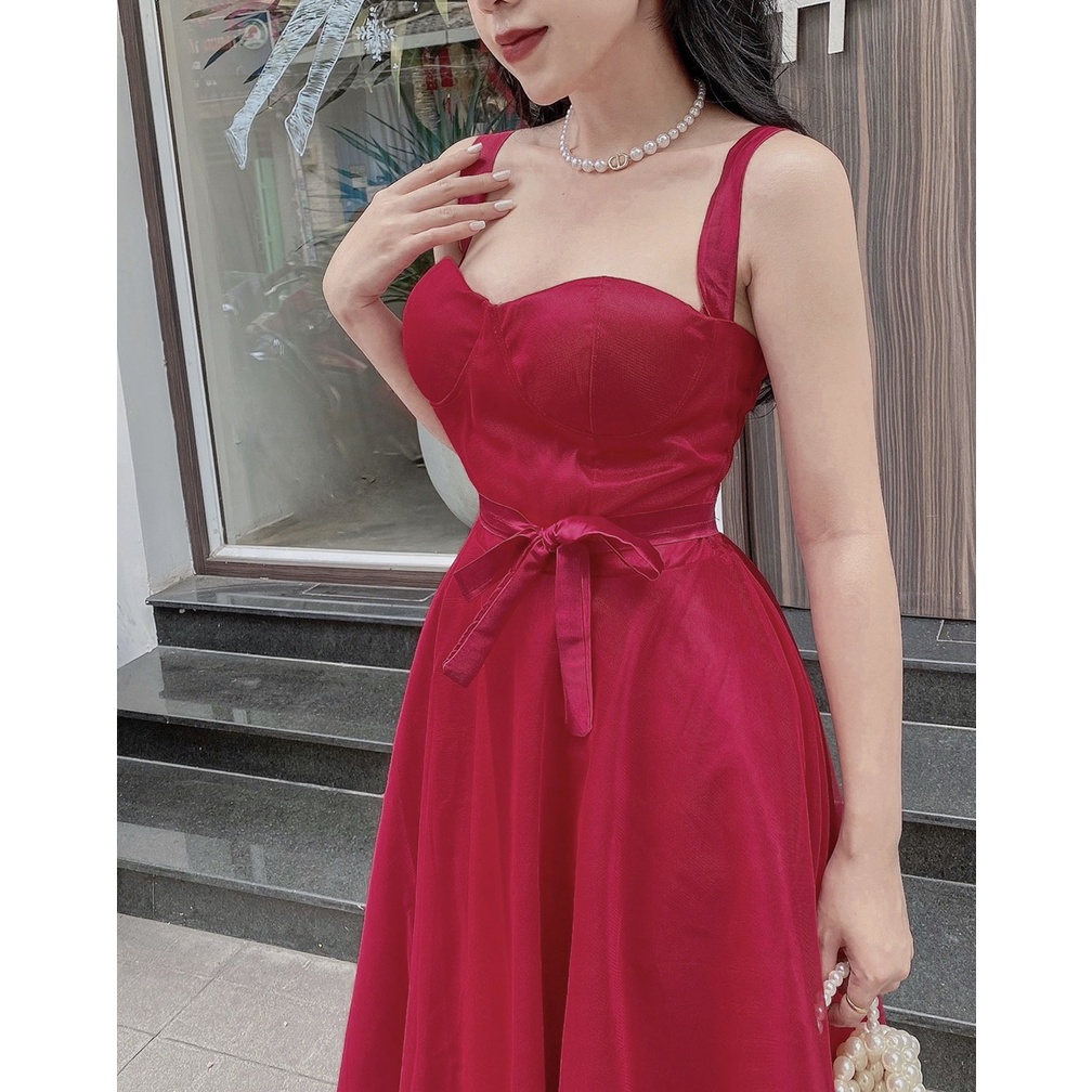 [Freeship] Đầm dự tiệc lưới cup phồng có mút