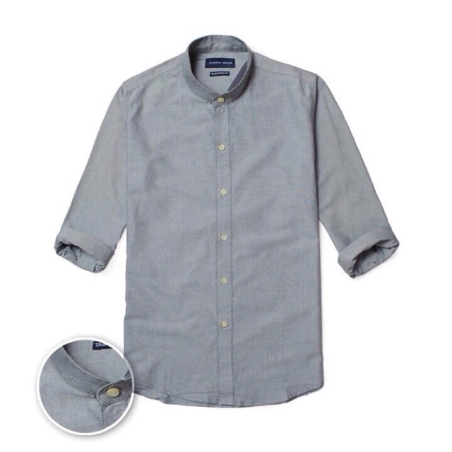 [TEDDY5 giảm 5%] Áo sơ mi nam cổ trụ VNXK thời trang (xám)