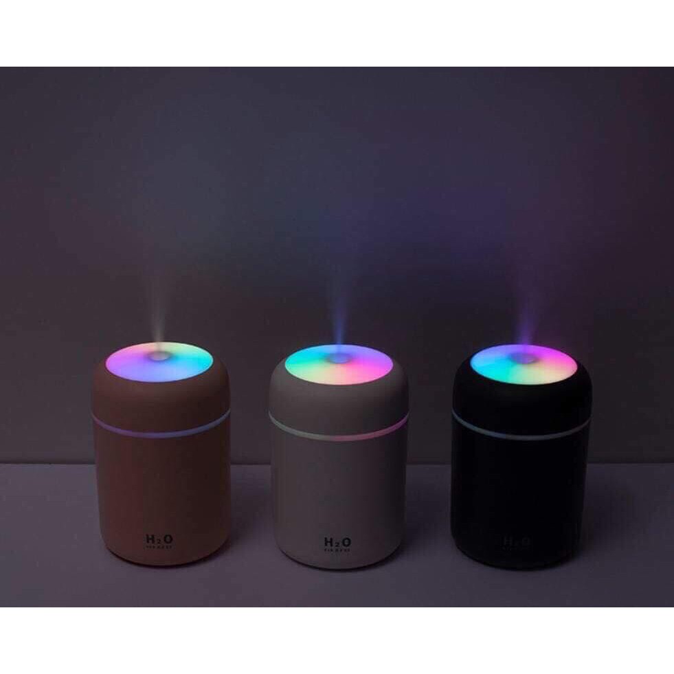 Máy Phun Sương Mini H2O Tạo Độ Ẩm, Đèn LED Nhiều Màu Sắc - 300ml, Phun 8h, - USB COLORFUL HUMIDIFIER