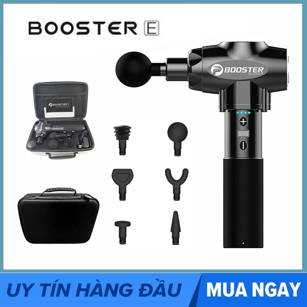 Súng ( máy ) massage 6 đầu - 9 mức độ - thư giãn cơ bắp, trị liệu đau nhức, căng cơ Fascial Gun BOOSTER E