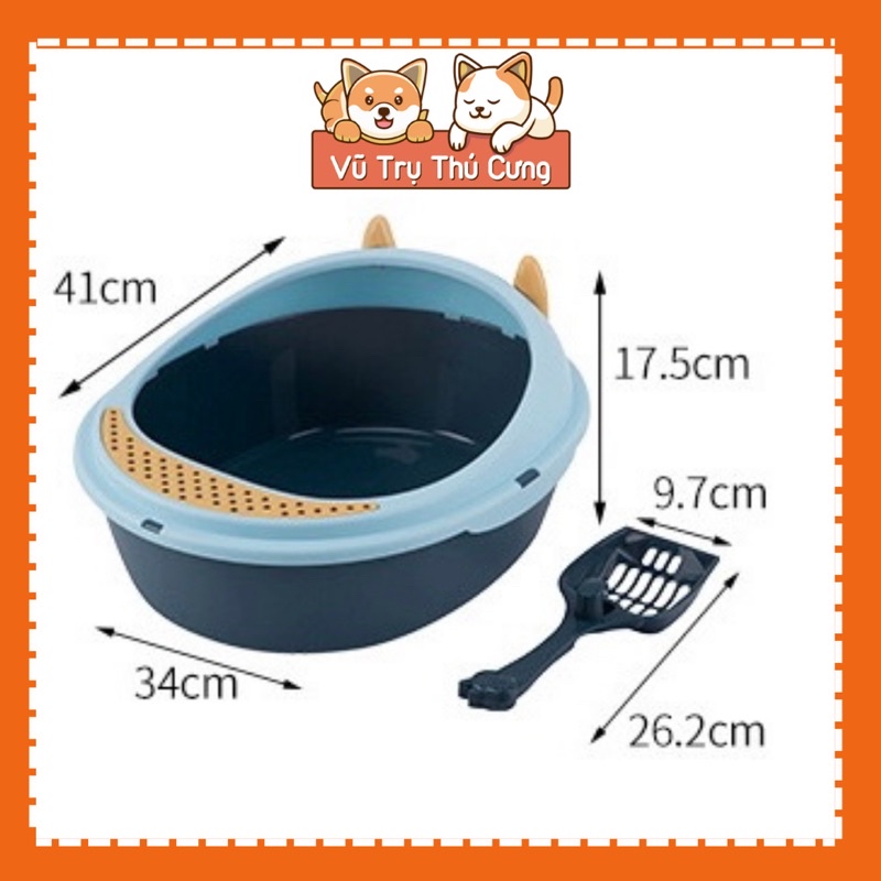 Khay đựng cát vệ sinh cho mèo, nhà vệ sinh cho mèo nhỏ size 34x41cm, mẫu tai mèo