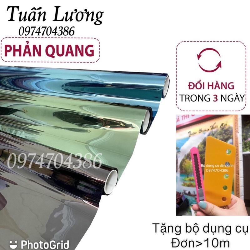 Giấy dán kính cách nhiệt chống nắng (phản quang), decal dán kính chống nhìn chộm khổ 1m