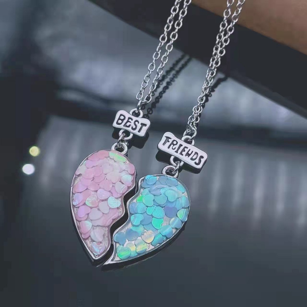 Vòng cổ Hình Nửa Trái Tim Đính Kim Sa Đơn Giản Thời Trang Cho Nữ