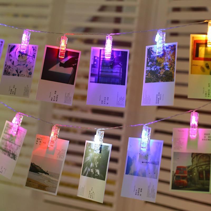 Set 10 dây đèn led 2M kèm kẹp ảnh dùng trang trí tiệc cưới/ giáng sinh