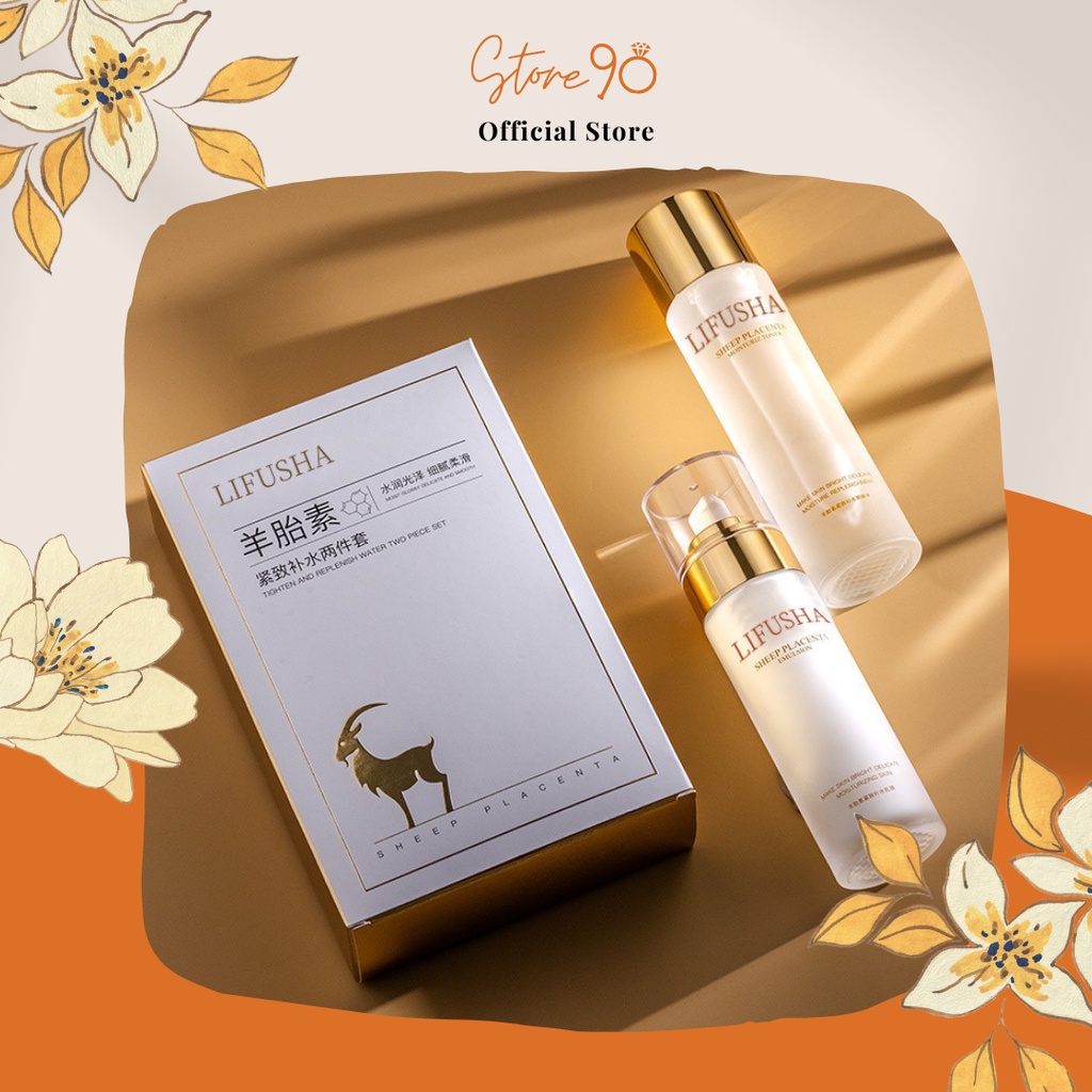 Set dưỡng da nhau thai cừu 2 món toner & kem dưỡng ẩm, làm săn chắc da LIFUSHA Sheep Placenta