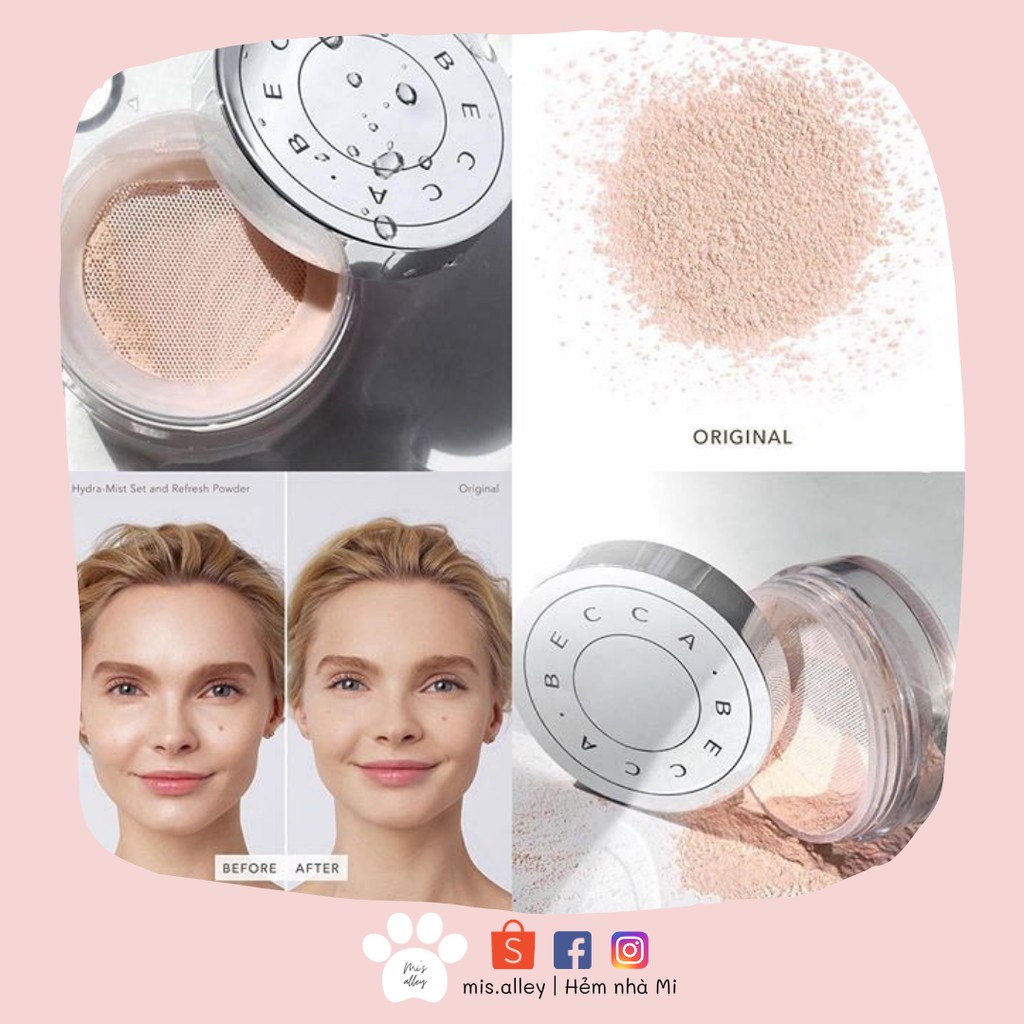 🌸Becca🌸 Phấn phủ ngậm nước Hydra-mist Set & Refresh Powder