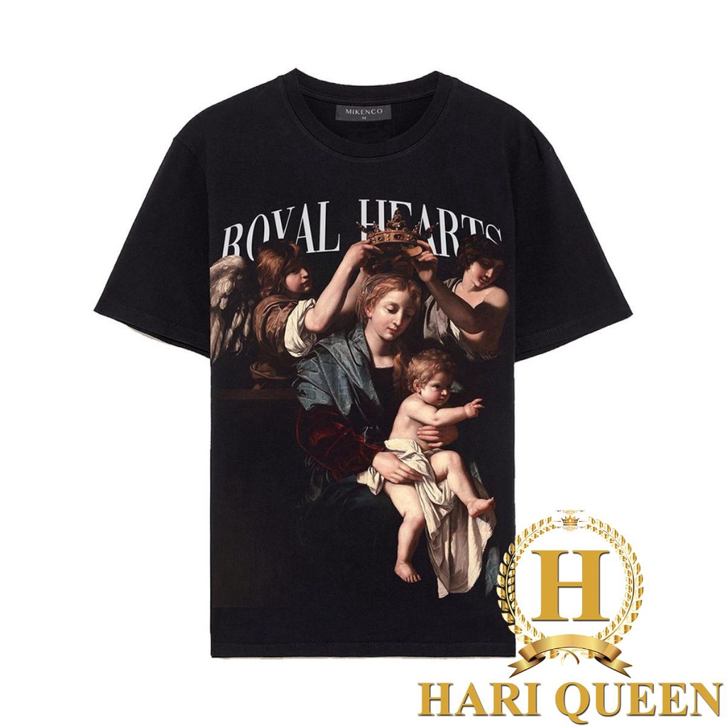 Áo thun Unisex nam nữ Royal Hearts Nữ Hoàng form rộng đẹp tay lỡ kiểu hàn quốc vải cotton HARI in hoạ tiết