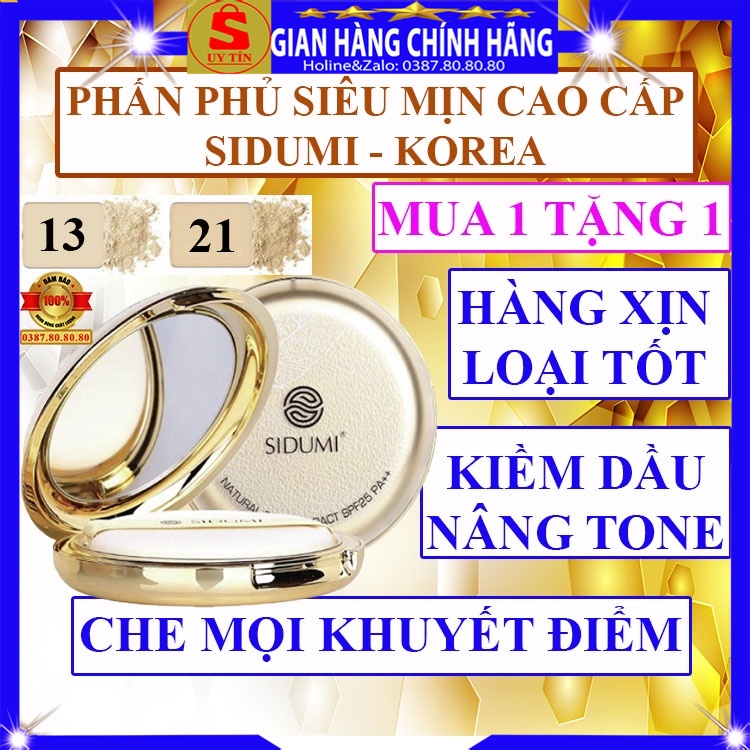 Phấn phủ kiềm dầu chống nắng dạng nén nâng tone da loại tốt chính hãng Sidumi hàn quốc cho da dầu mụn khô nhạy cảm nhờn