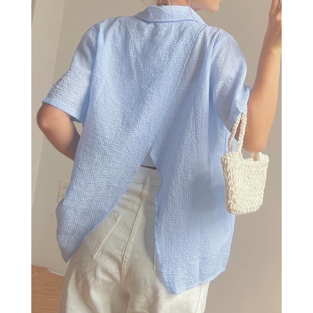 Áo sơ mi xốp xẻ lưng 425