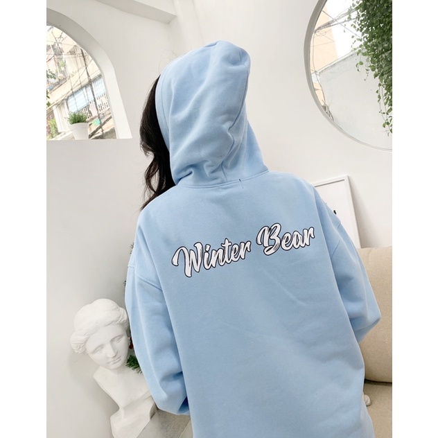 Sibling House - Áo hoodie nỉ bông tay dài form rộng chất vải dày dặn in hình Bear