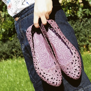 Giày Crocs Nhựa Đế Bằng Thiết Kế Đơn Giản Thời Trang Cao Cấp Cho Nữ