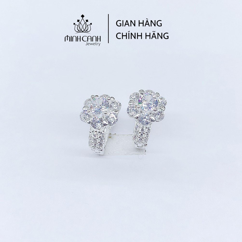 Bông Tai Bạc Khóa Bấm Họa Tiết Hình Hoa - Minh Canh Jewelry
