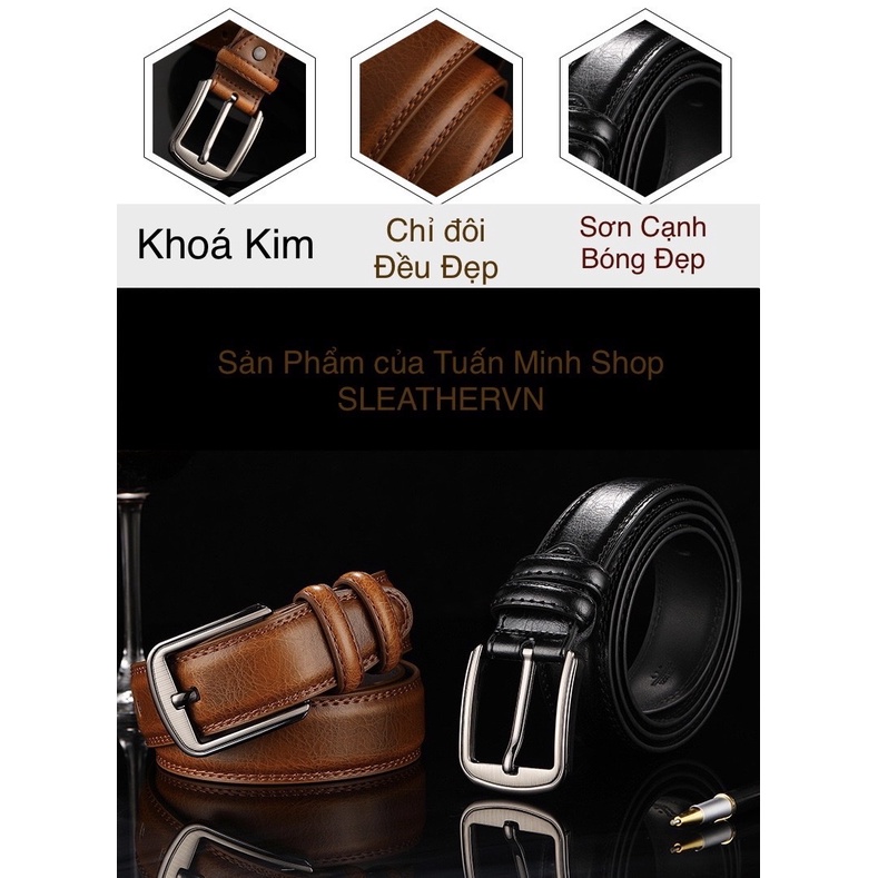 Dây Nịt Thắt Lưng nam Da Bò Khóa Kim KTM68 Bản Rộng 3.7cm Phong Cách Sang trọng Full Hộp