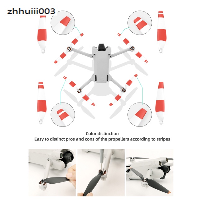Set 8 Cánh Quạt Hai Mặt Nhiều Màu Sắc Chống Ồn Cho Dji Mini 3 Pro 6030f