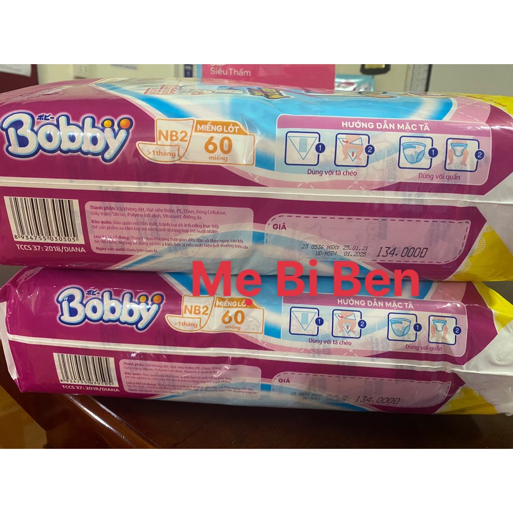 [SỈ GIÁ THÙNG 6 GÓI] Miếng Lót Sơ Sinh Bobby NewBorn 2 40/60 miếng