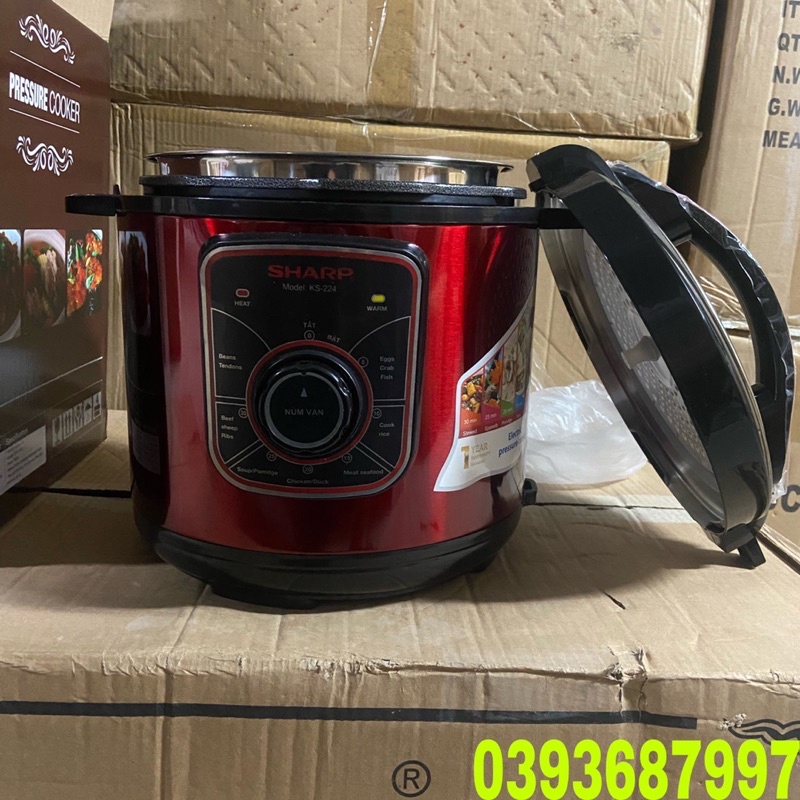Nồi Áp Suất sharp ks-224 nắp rời-Lòng Nồi INOX Cao Cấp Giúp Hầm,Ninh,Nấu Cháo Tốt Hơn