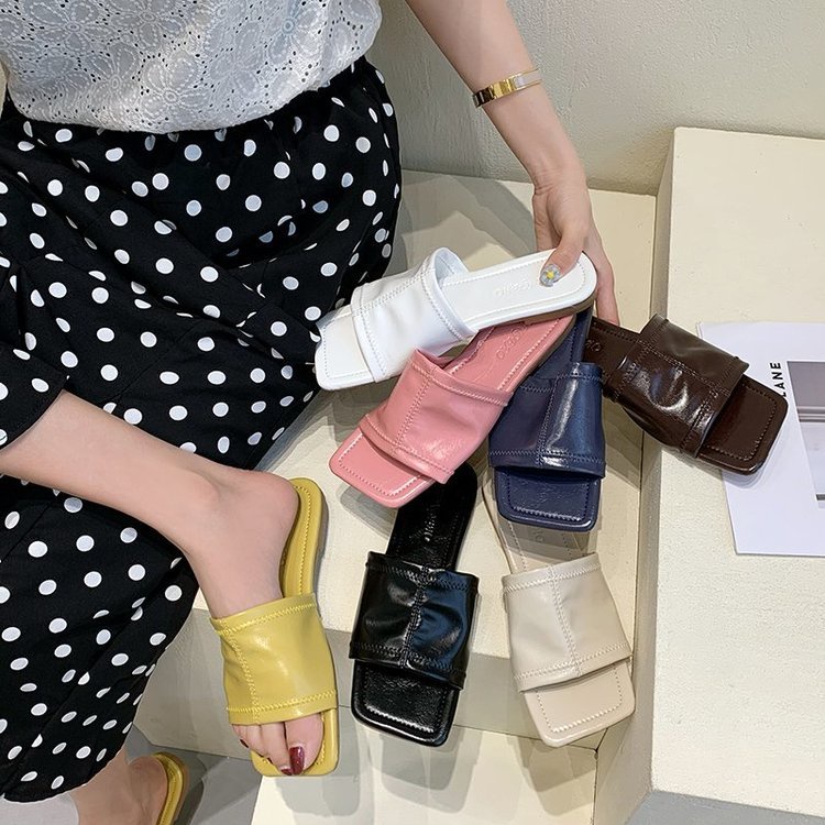 Dép đế bằng mũi vuông thời trang thanh lịch cho nữ