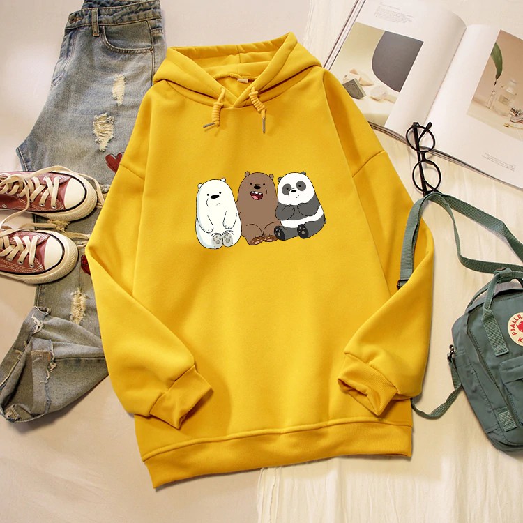 Áo Hoodie Nữ form rộng 💝Cotton Nỉ da cá (Kèm hình thật chất áo có Logo Thương hiệu) 💝3 chú Gấu BABY BEAR