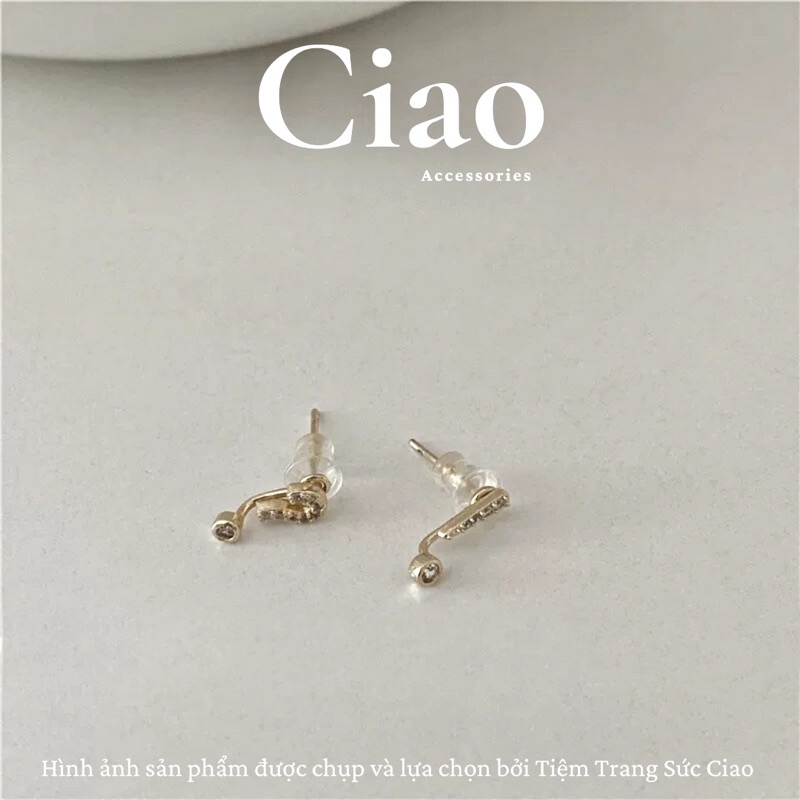 [HOẢ TỐC 1H] Khuyên tai/ Bông tai dáng dài mạ bạc S925 thiết kế dấu câu đính đá Question Ciao