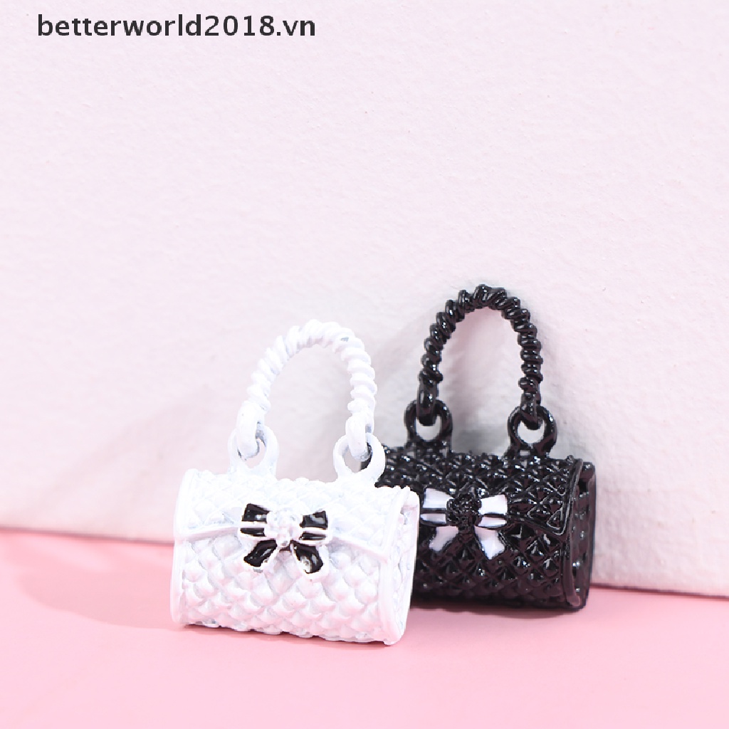 Set 2 Túi Xách Mua Sắm 1 / 12 Bằng Kim Loại Trang Trí Nhà Búp Bê 2018