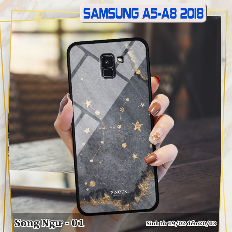 Ốp lưng kính 3D Samsung A5/ A8 2018 cung hoàng đạo