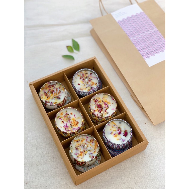 Set quà tặng sinh nhật độc đáo handmade Relax Gift Box (Hộp draft cao cấp) nến thơm hoa văn Vintage