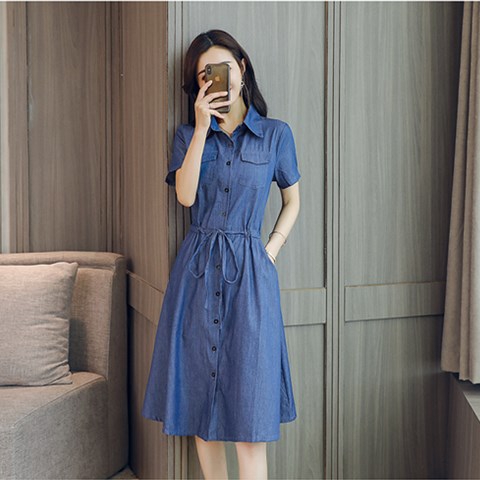 Đầm Denim Ngắn Tay Xinh Xắn Theo Phong Cách Hàn Quốc Dành Cho Nữ 2020 | BigBuy360 - bigbuy360.vn