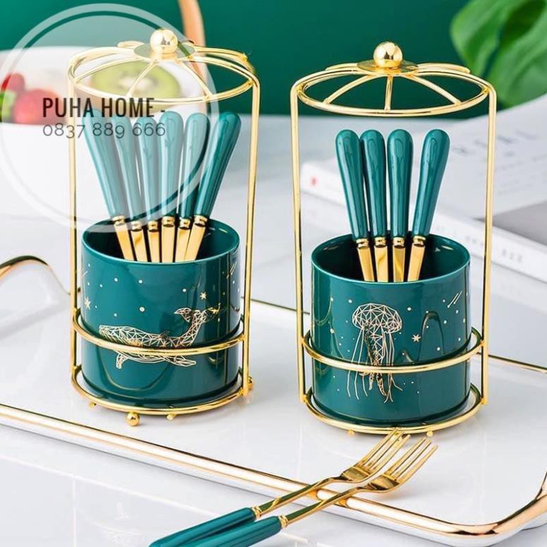 Dĩa ăn hoa quả cán sứ⭐XẢ HÀNG⭐Dĩa ăn hoa quả cán sứ tinh tế, cao cấp