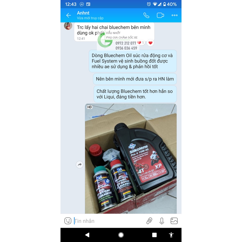 Vệ sinh muội carbon, làm sạch buồng đốt, kim phun & xupap động cơ xe máy Bluechem Fuel System