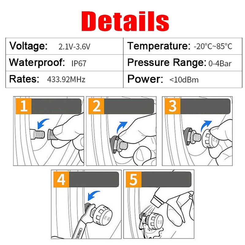 Hệ Thống Theo Dõi Áp Suất Lốp Xe Hơi TPMS Màn Hình LCD Với Công Tắc Sạc Năng Lượng Mặt Trời Thông Minh Guage + 4 Cảm Biến