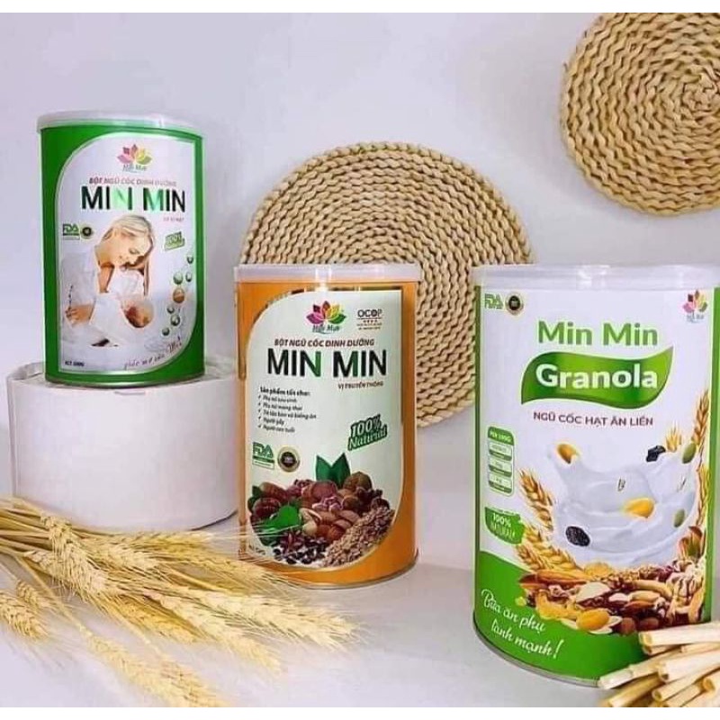 GRANOLA MIN MIN- ngũ cốc nguyên hạt ăn liền Hộp 500g chuẩn OGRANIC