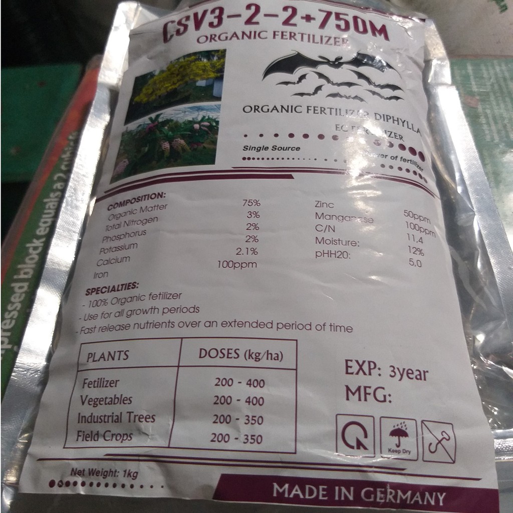 Phân Dơi Nhập Khẩu Đức , Phân Hữu Cơ Dơi Nguyên Chất