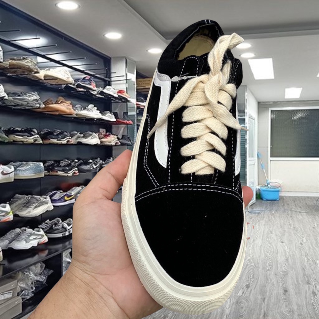 Giày thể thao vans đen vault , giầy sneaker van đen kẻ trắng bản đẹp hot hit - Yabi_boutique