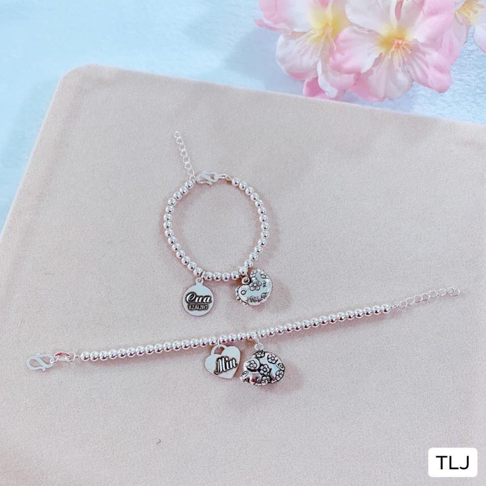 Lắc bi treo con giáp năm sinh của bé và khắc tên bạc ta
