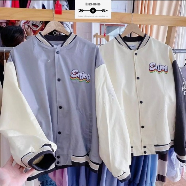 Áo bomber jackets nam nữ street style áo khoác dù 2 lớp ulzzang unisex form rộng ENJOY AKDBB18 LICHIHO rẻ đẹp