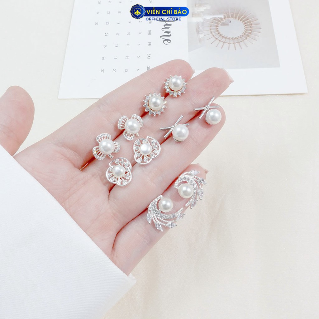Bông tai bạc nữ đính đá nhiều kiểu dáng chất liệu bạc 925 thời trang phụ kiện trang sức Viễn Chí Bảo