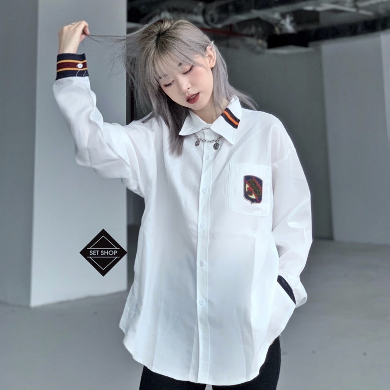 Áo sơmi logo oversize