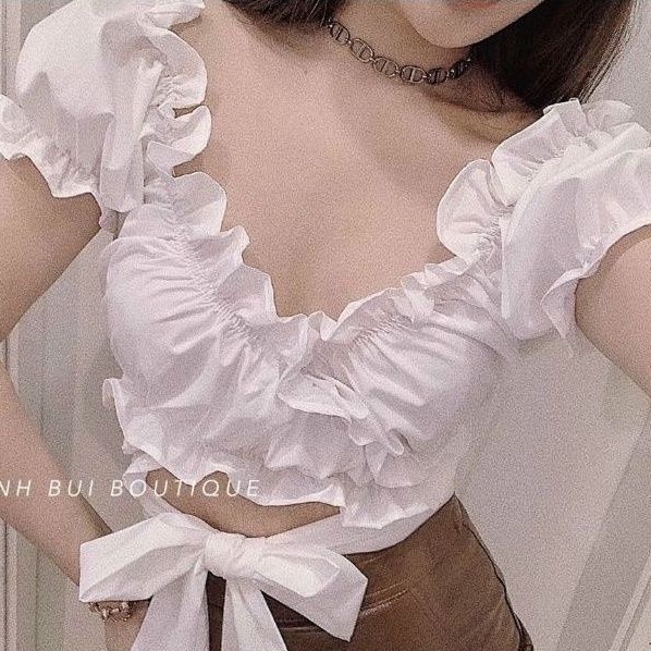 Áo croptop top BÈO NGỰC DÂY DÀI vải kate lụa đẹp