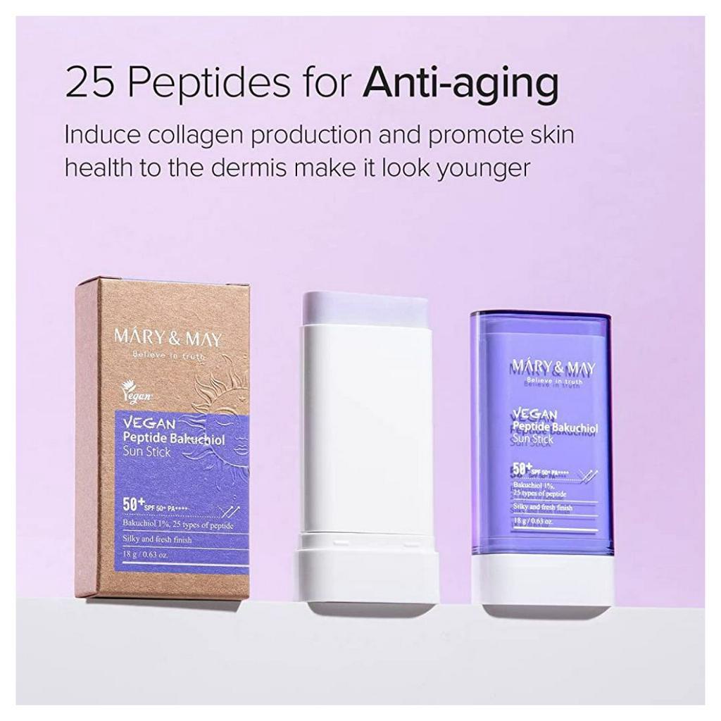 Sáp chống nắng dưỡng da thuần chay Mary May Vegan Peptide Bakuchiol Sun Stick SPF50+ PA++++ 18g