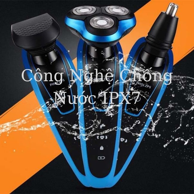 Máy cạo râu đa năng 3 lưỡi kép PHOLZPS, Máy cạo râu cạo sát, êm, sạc pin nhanh, chống nước Lemia