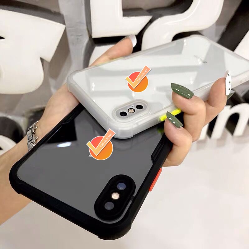 Ốp Lưng Iphone X Xs Xsmax XR Chống Sốc Lưng Trong Suốt Bóng Loáng Như Tráng Gương, Viền Màu Nổi Bật | GuCase