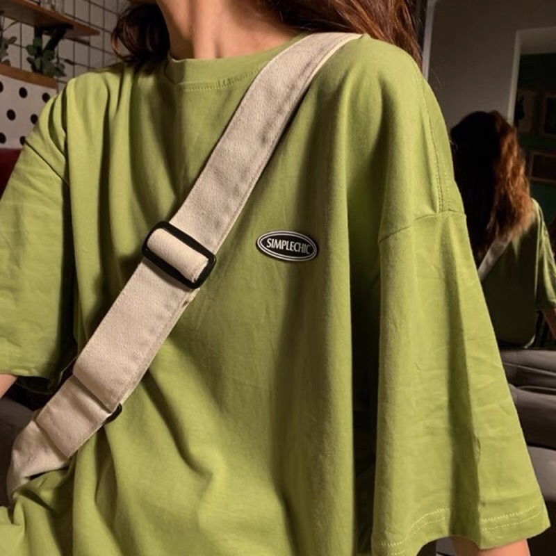 Áo thun cotton tay lỡ dáng rộng - logo