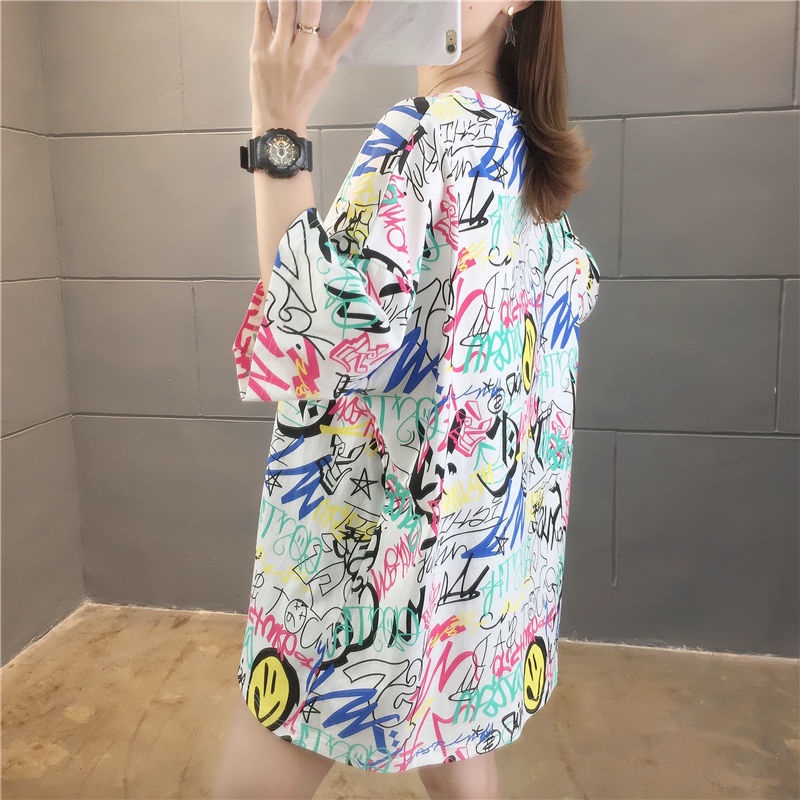 Áo Thun Tay Lỡ Dáng Rộng Cổ Tròn In Họa Tiết Hoạt Hình Dễ Thương Thời Trang Cho Nữ C8135 40-150KG