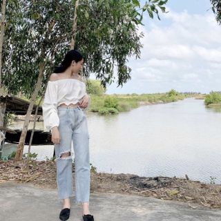 Áo trễ vai tay bồng