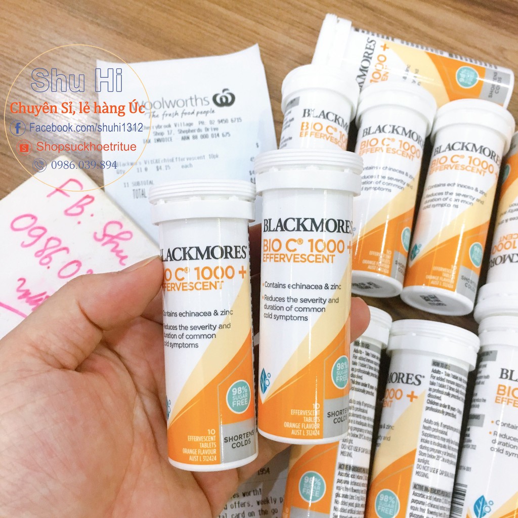 (Mẫu mới) Viên sủi vitamin C và kẽm tăng đề kháng hàm lượng cao 1000mg 10 viên - Blackmores Vitamin C Echinacea + Zinc | BigBuy360 - bigbuy360.vn