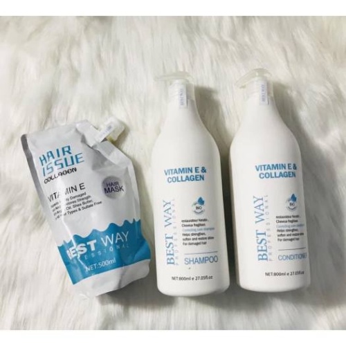 Cặp Dầu Gội, Xả BEST WAY VITAMIN E & COLLAGEN nuôi dưỡng và phục hồi 800ML. Rin_chan Store
