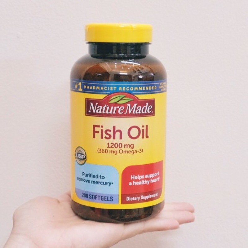 [HSD 11/20223] Viên uống Dầu Cá Nature Made Fish Oil 1200mg Omega 3 cúa Mỹ 200 viên