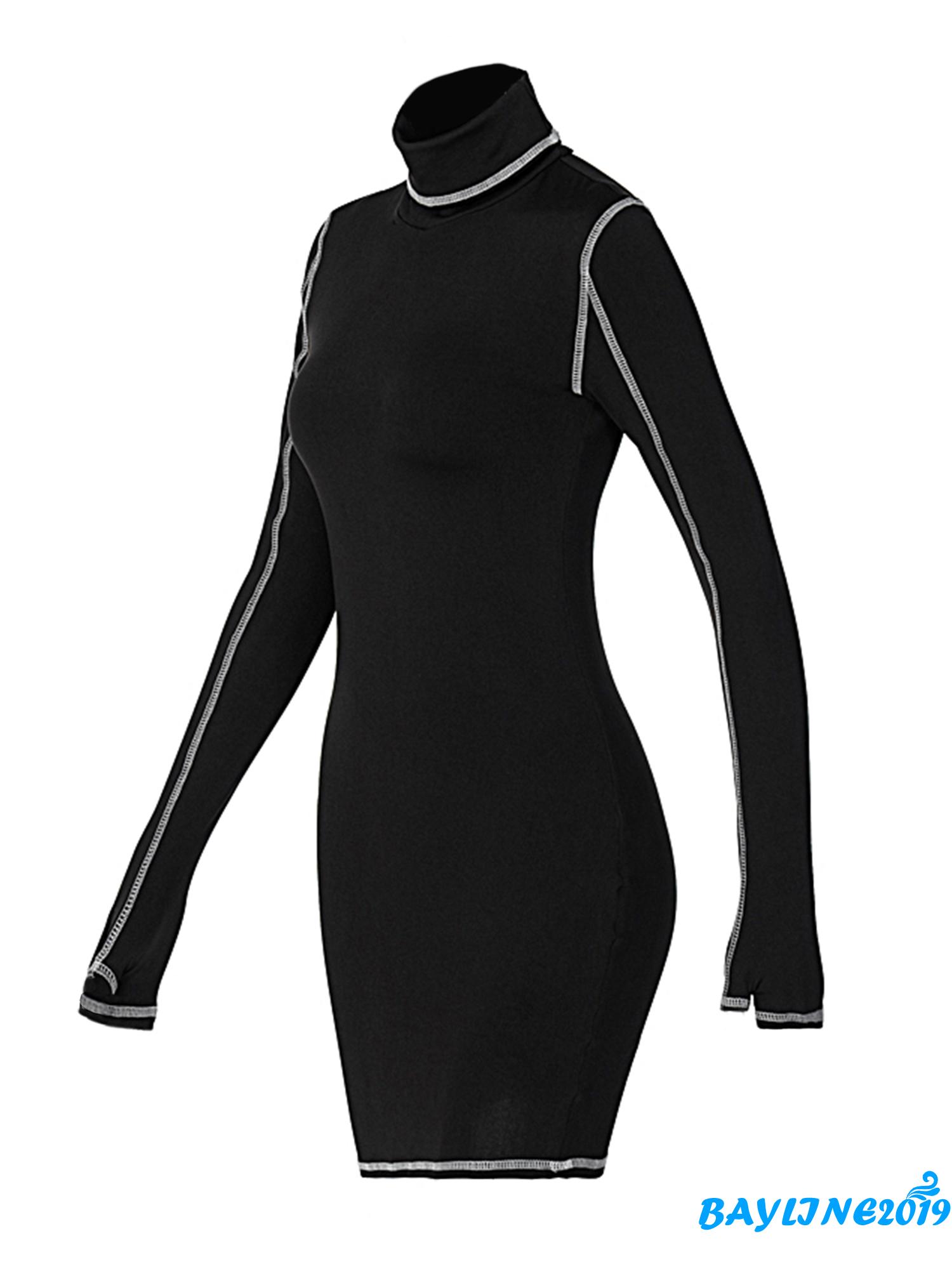 BAY-Women Fashion Long Sleeve High Collar Dress Stylish Dress for Shopping Daily Wear | BigBuy360 - bigbuy360.vn