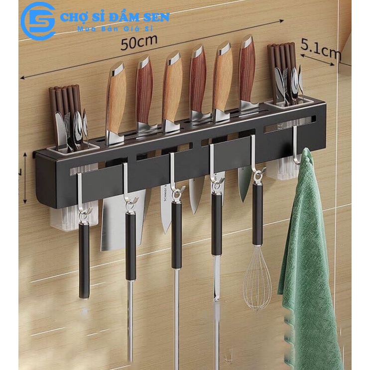 Kệ treo đồ nhà bếp đa năng, giá gác dao dán tường có móc treo tiện dụng G392-KeDaoSat
