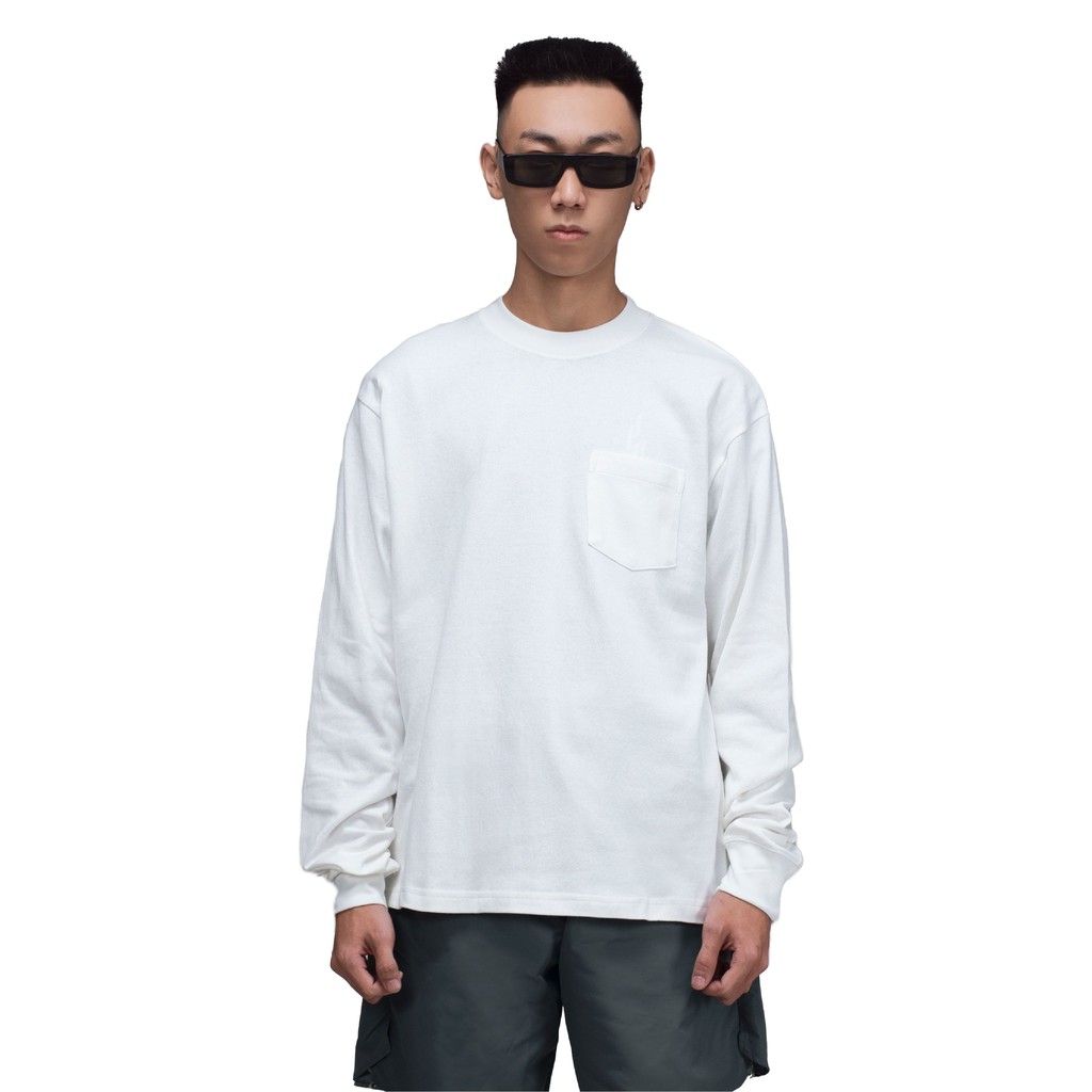 Áo thun trơn nam dài tay Beuter Blank Cream Long Sleeve T-Shirt